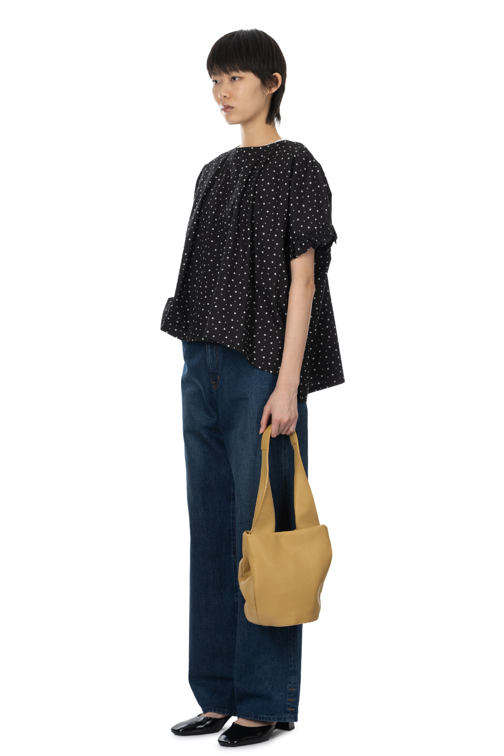 A+koloni - Cotton Broad Print Top - Black