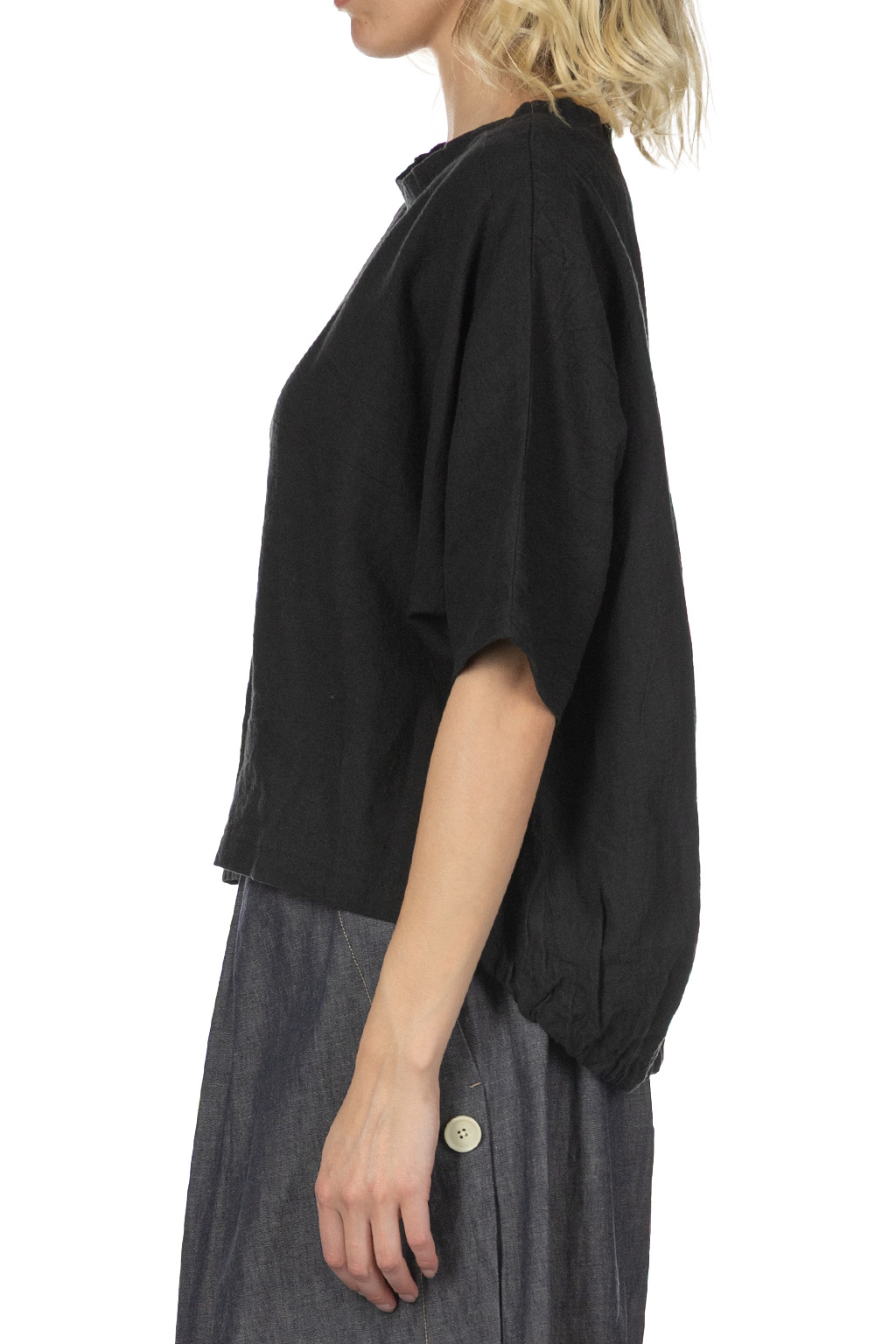 A+koloni - Azumadaki Linen Dolman Blouse - Black