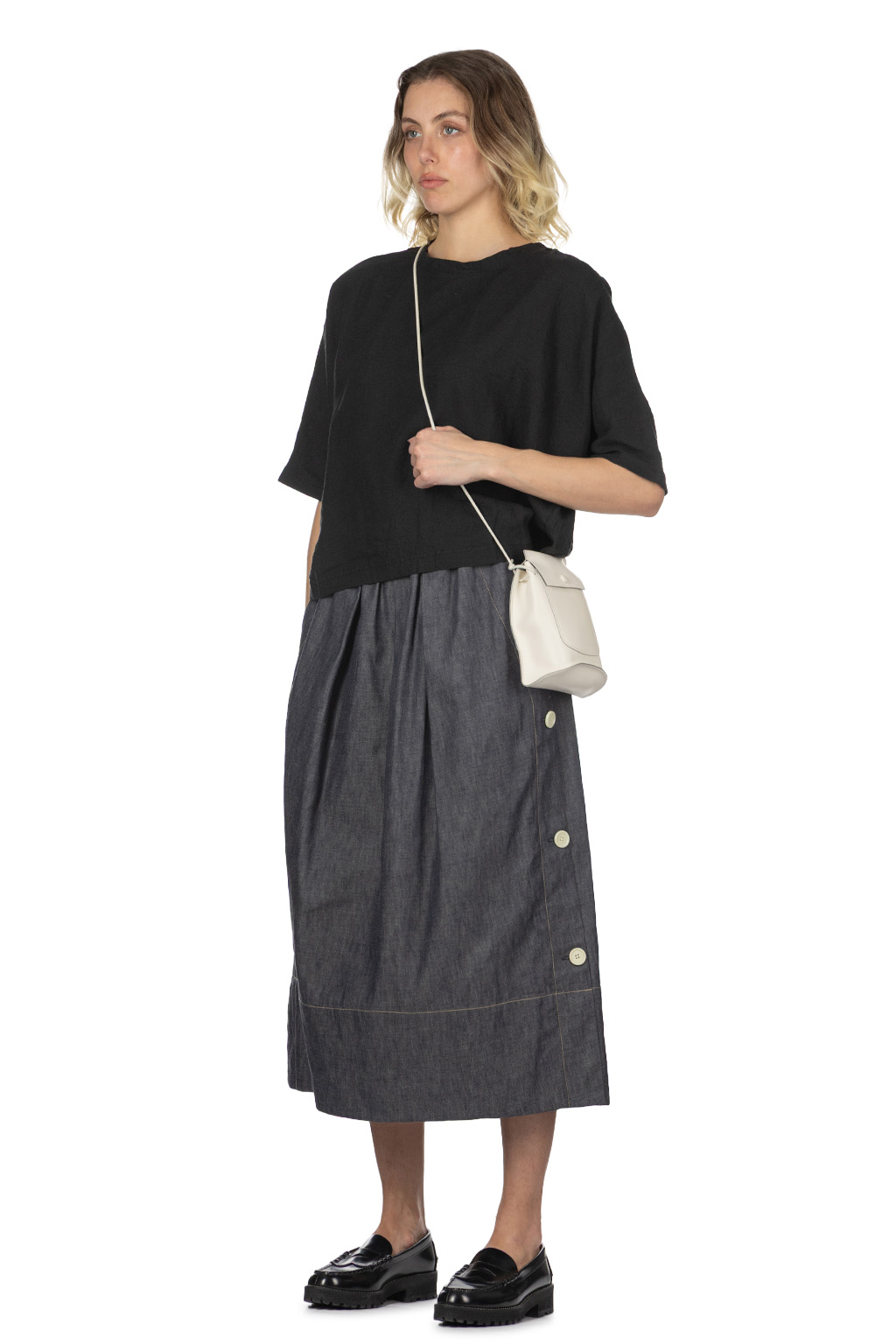 A+koloni - Azumadaki Linen Dolman Blouse - Black