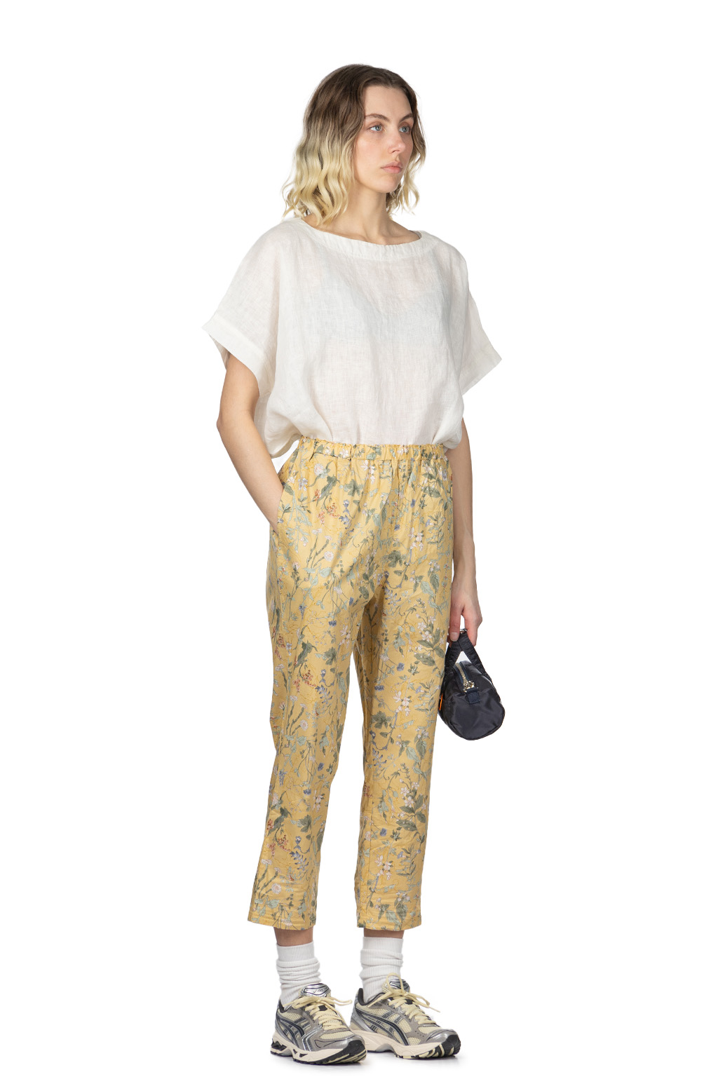 A+koloni - Cotton Flower Print Pants - Yellow