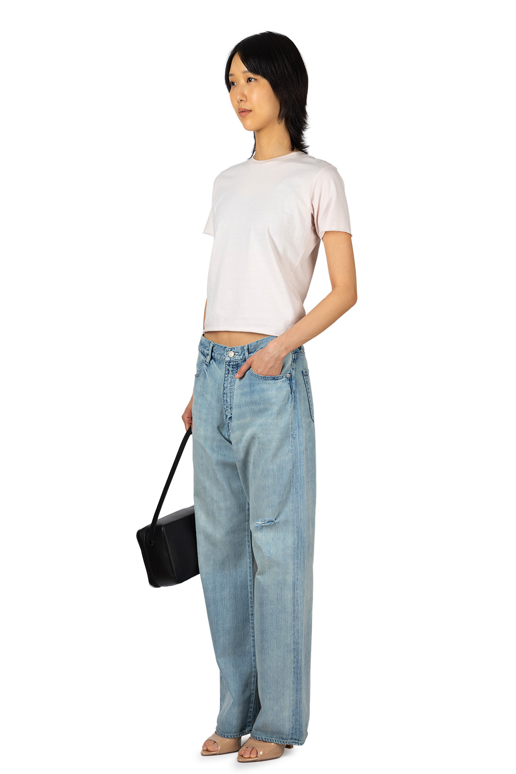 AURALEE - Brushed Organic Cotton Jersey Tee - Pale Pink
