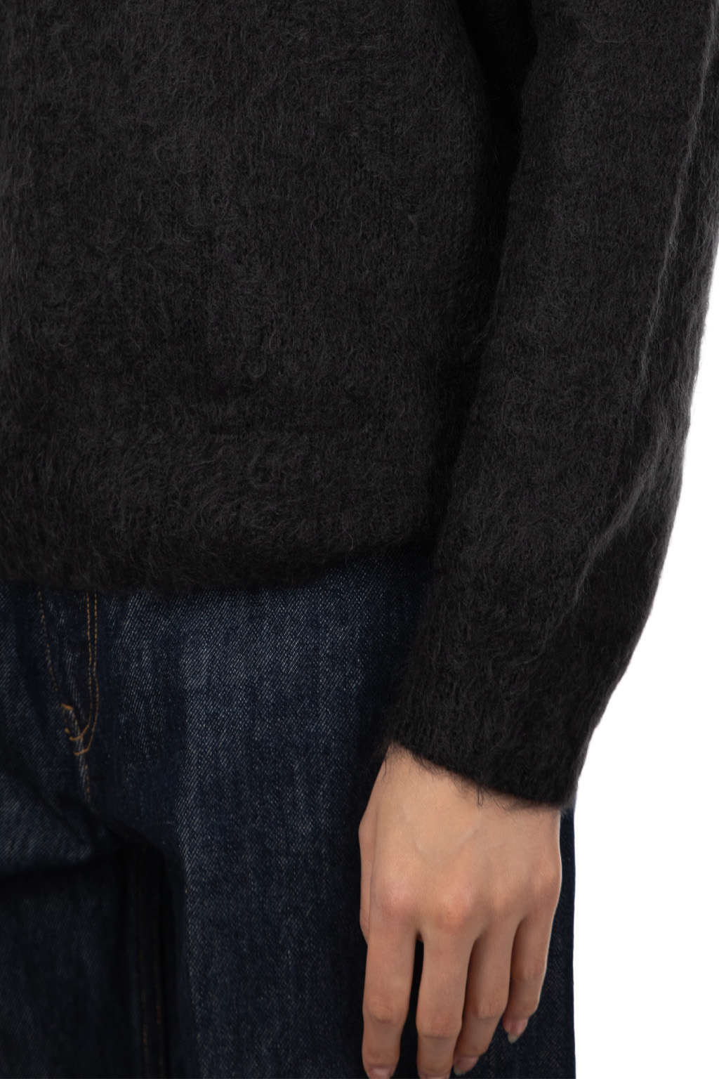 AURALEE - Brushed Super Kid Mohair Knit Pullover - Ink Black