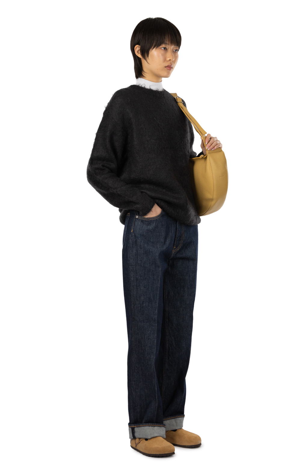 AURALEE - Brushed Super Kid Mohair Knit Pullover - Ink Black