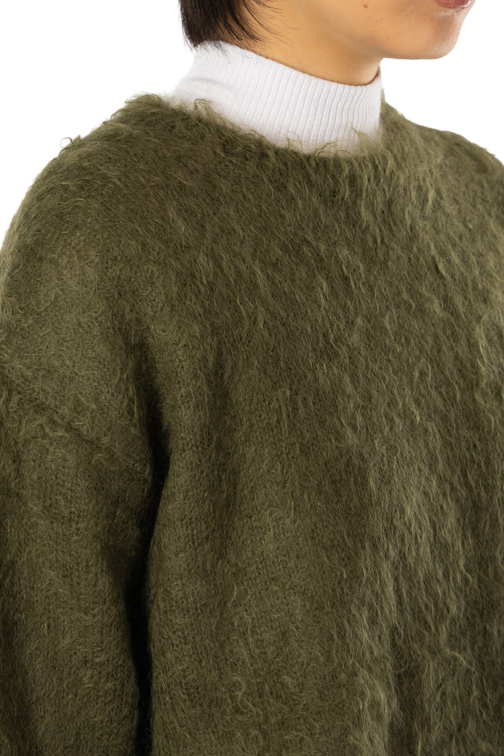 AURALEE - Brushed Super Kid Mohair Knit Pullover - Olive