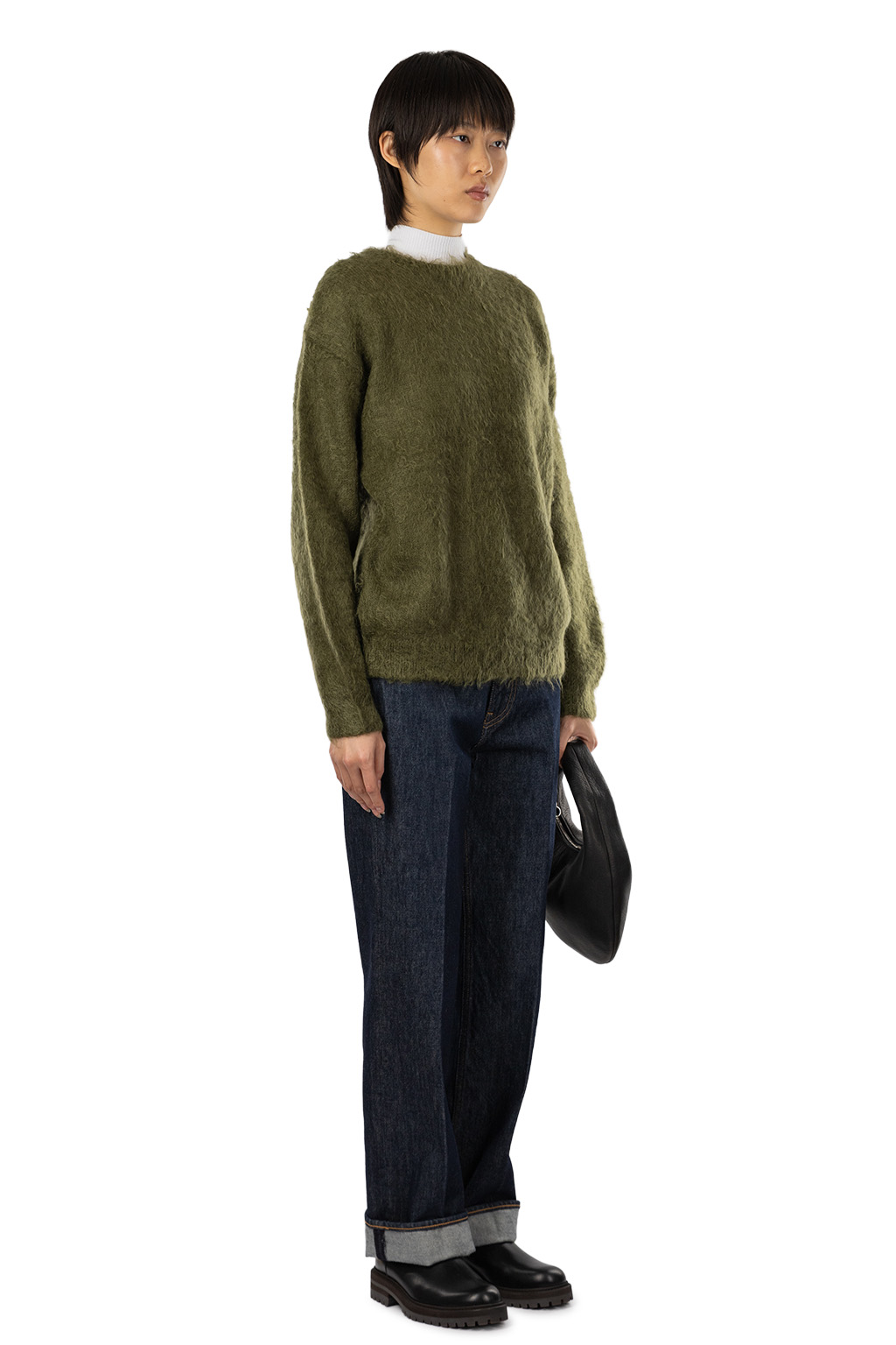 AURALEE - Brushed Super Kid Mohair Knit Pullover - Olive