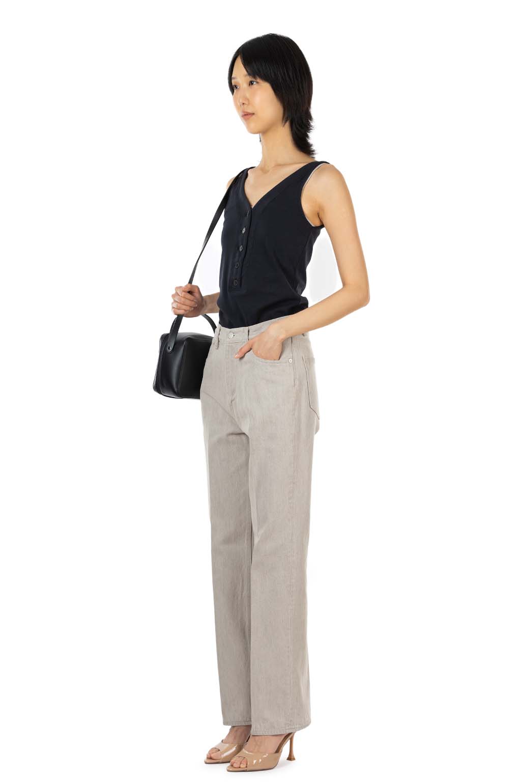 AURALEE - Faded Hard Twist Brown Denim 5P Pants - Light Gray