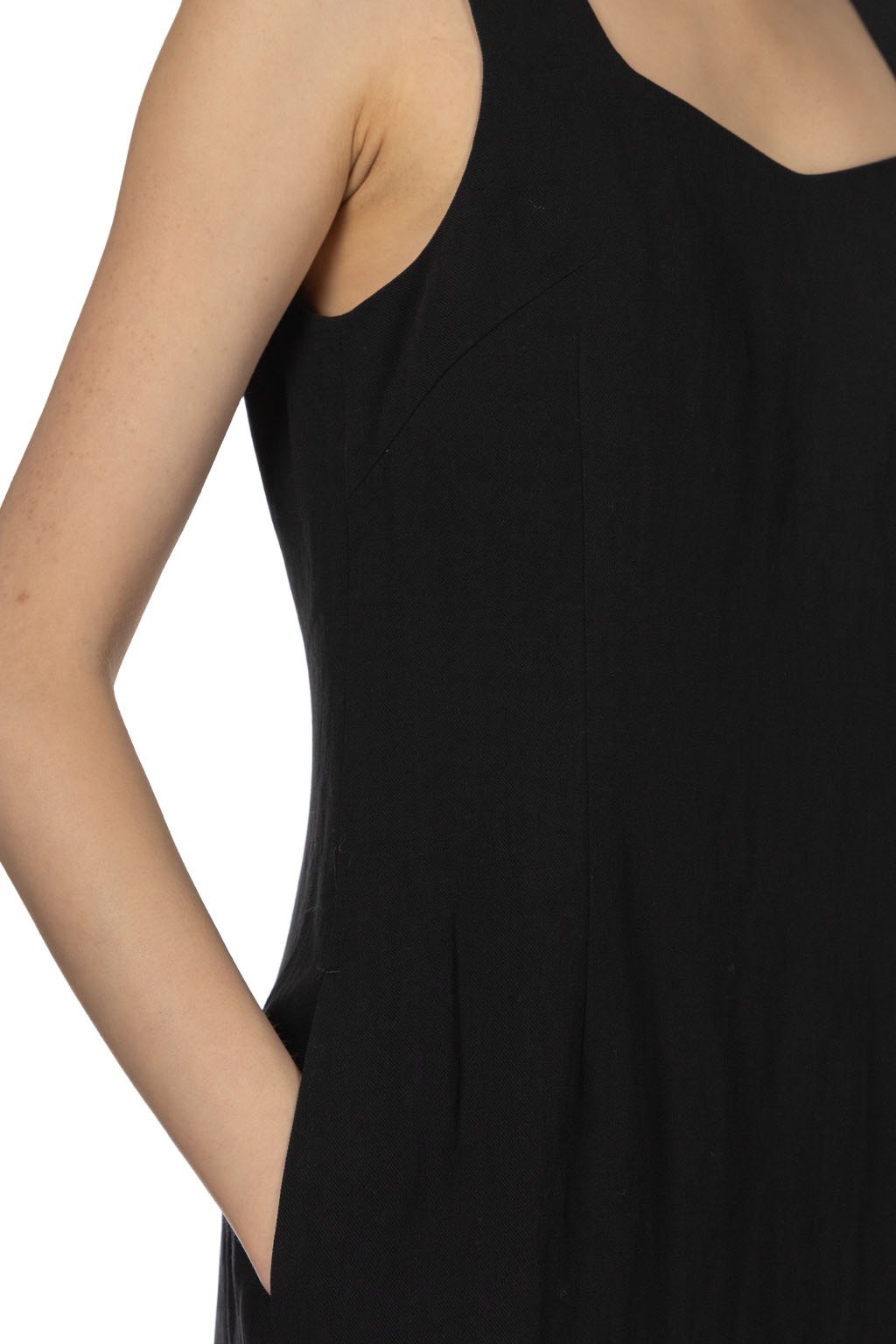 AURALEE - Hard Twist Cotton Linen Garardine Dress - Black