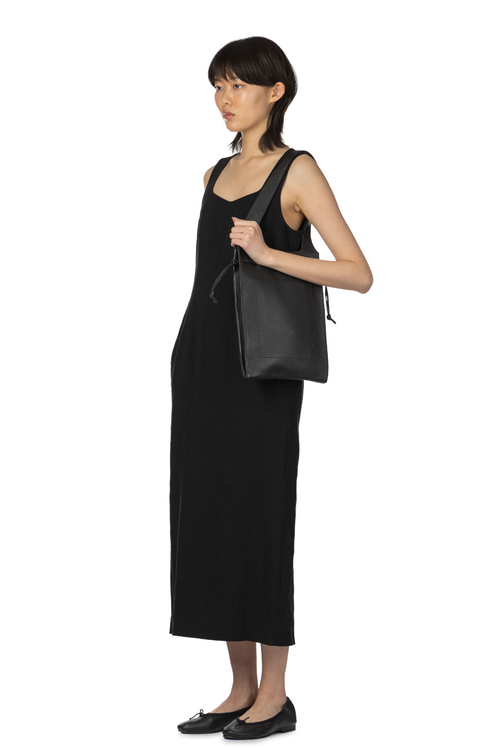 AURALEE - Hard Twist Cotton Linen Garardine Dress - Black