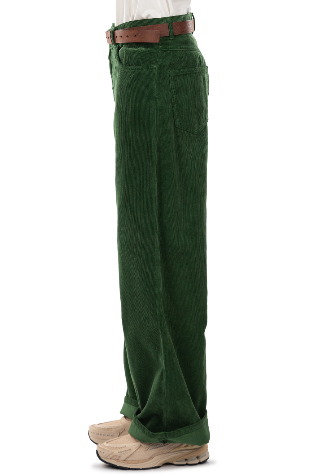 AURALEE - Pigment Dyed Finx Corduroy Wide 5P Pants - Forest Green
