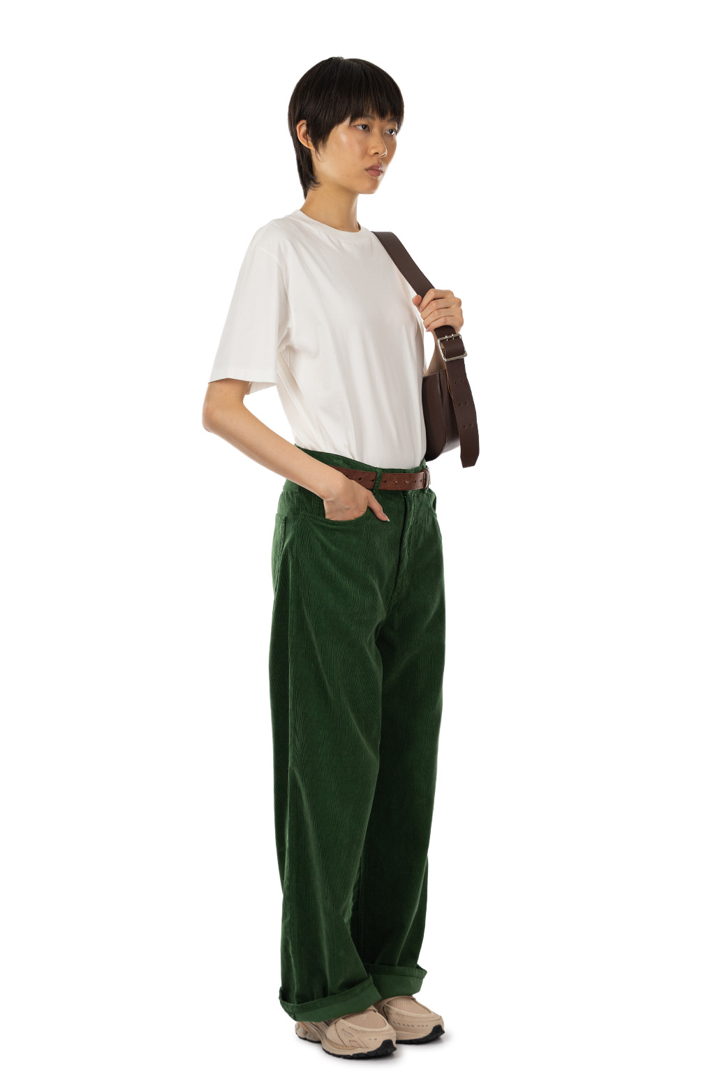 AURALEE - Pigment Dyed Finx Corduroy Wide 5P Pants - Forest Green