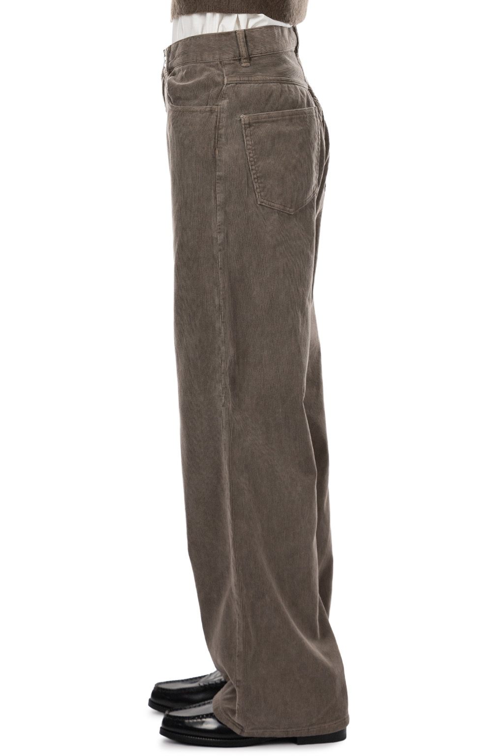 AURALEE - Pigment Dyed Finx Corduroy Wide 5P Pants - Olive Brown