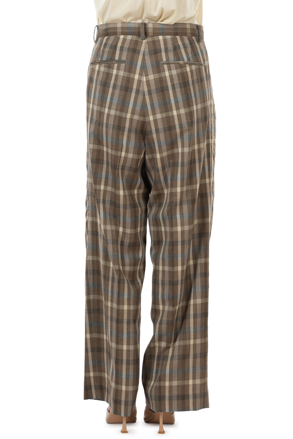 AURALEE - Super Fine Tropical Wool Check Two-Tuck Slacks - Top Brown Check