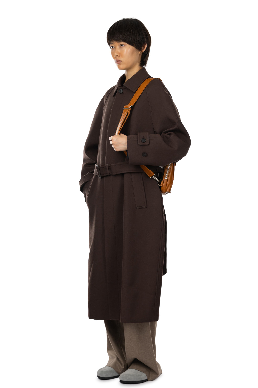 AURALEE - Twisted Double Cloth Coat - Dark Brown