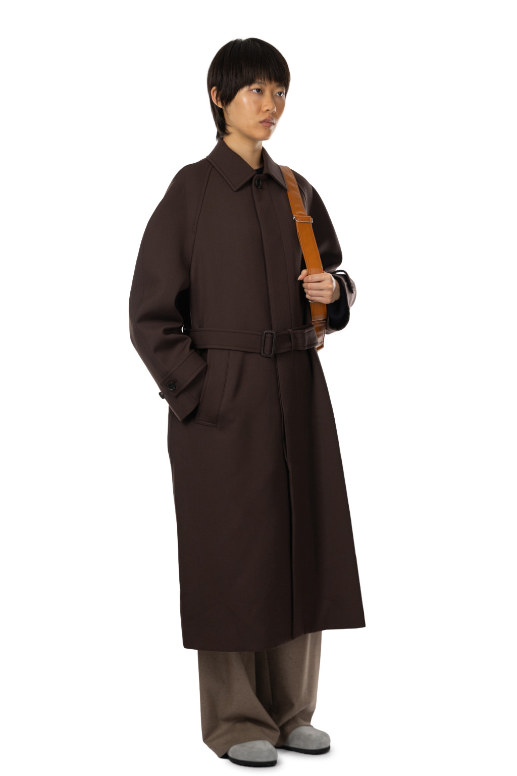 AURALEE - Twisted Double Cloth Coat - Dark Brown
