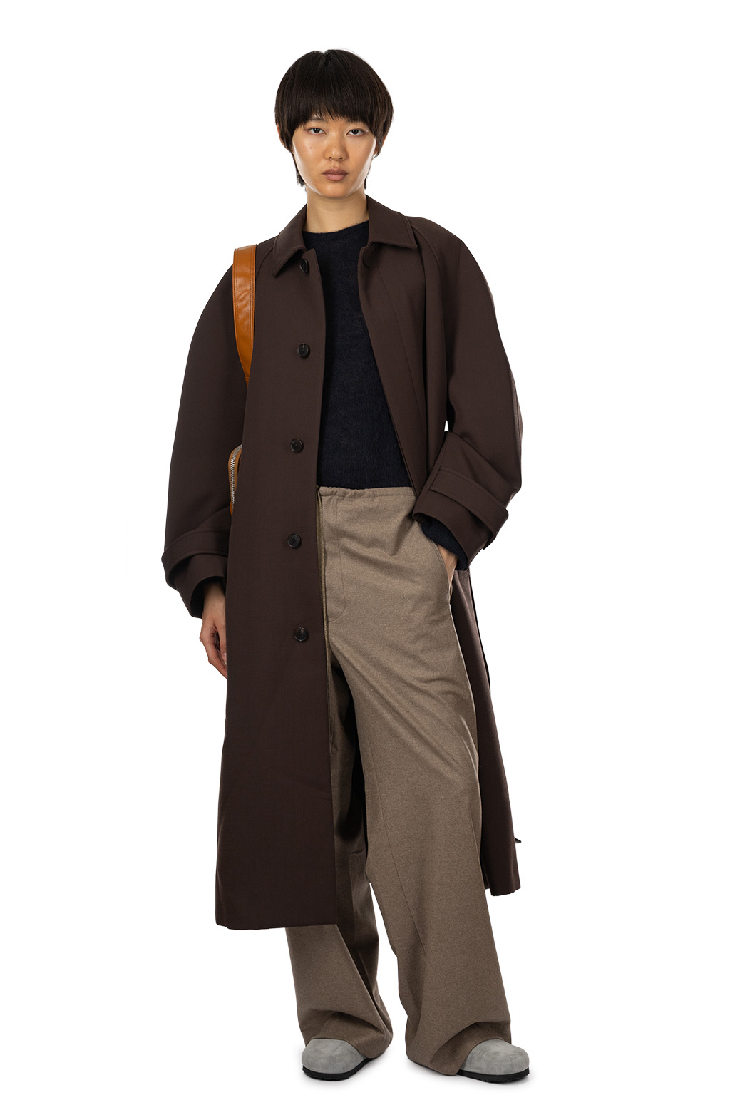AURALEE - Twisted Double Cloth Coat - Dark Brown