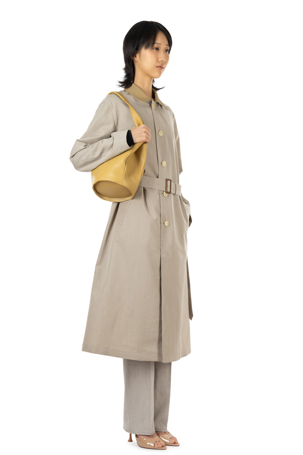 AURALEE - Wool Max Canvas Coat - Top Gray Beige