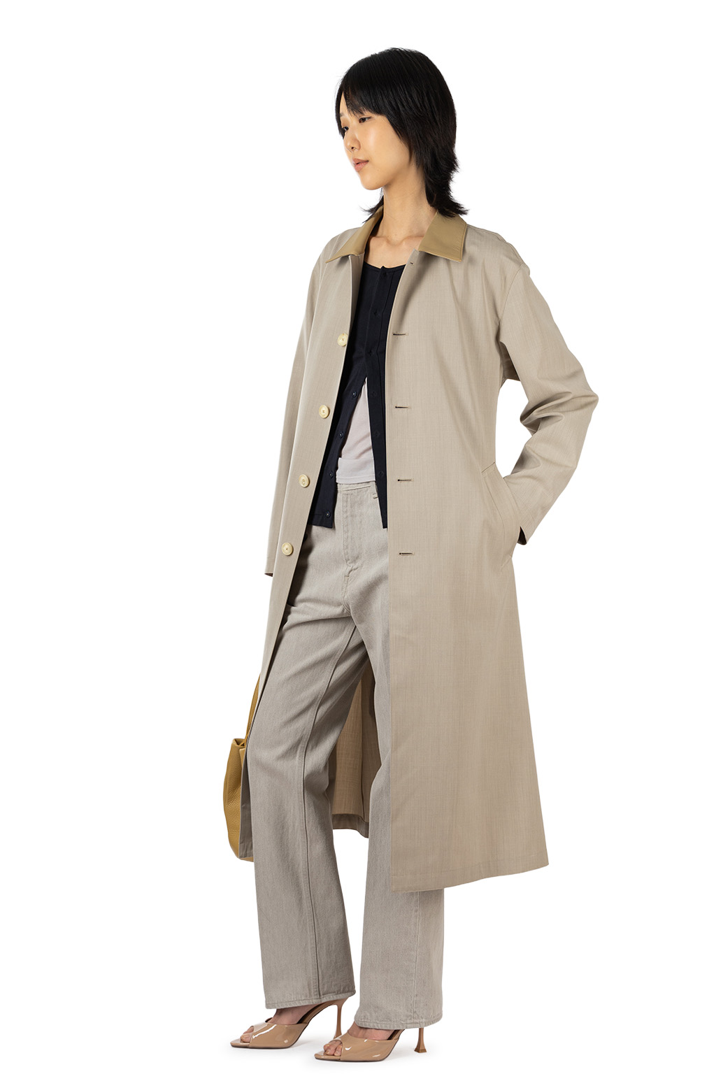 AURALEE - Wool Max Canvas Coat - Top Gray Beige