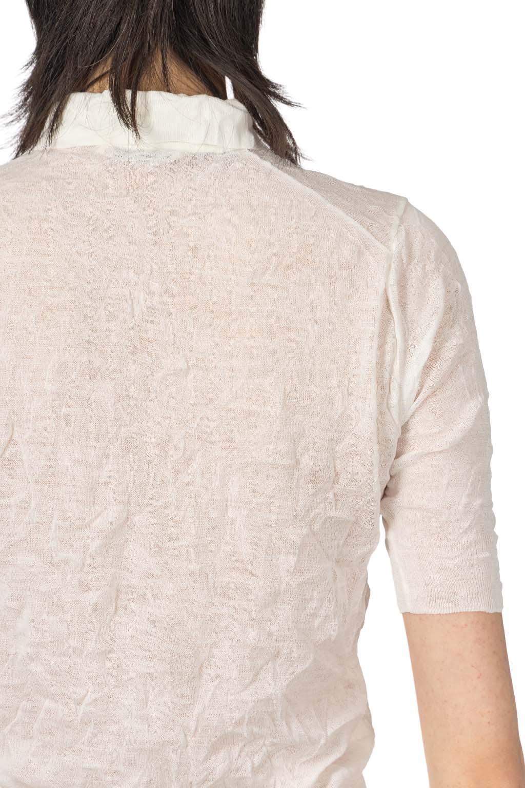 AURALEE - Wrinkled Wool Polyster High Gauge Knit Polo - Ivory White