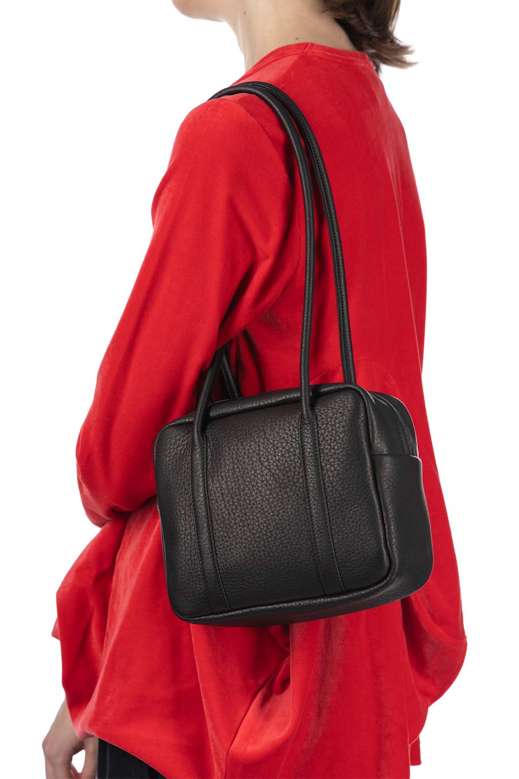 Aeta - Square Boston Long Handle Bag Small - Black