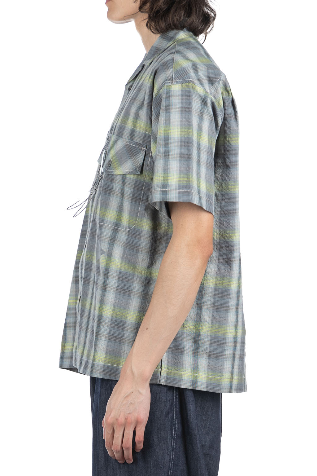 And Wander - Dry Check Open SS Shirt- Grey