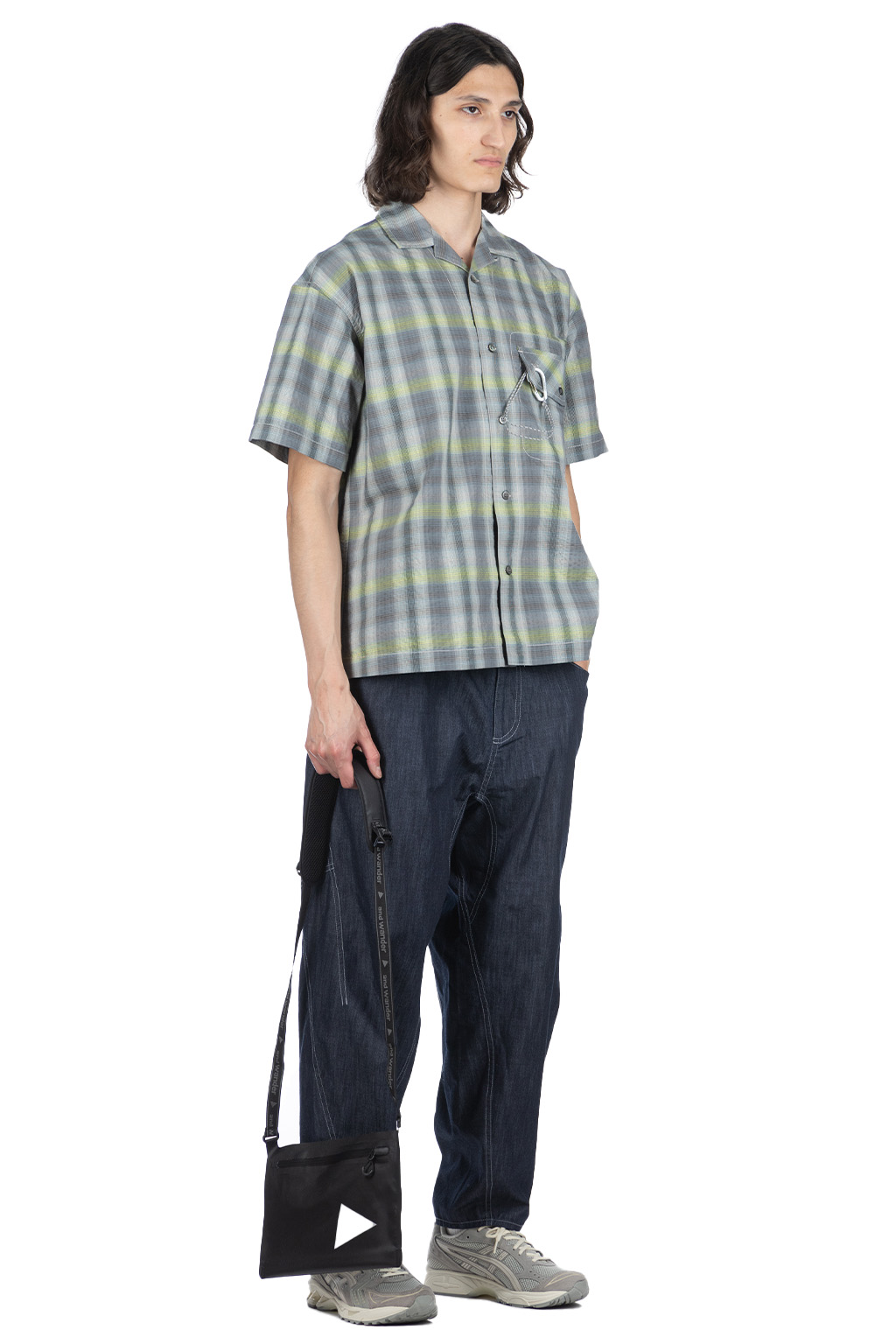 And Wander - Dry Check Open SS Shirt- Grey