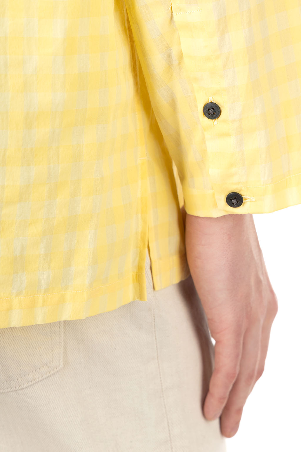 BISOWN - Cotton Hidden Check Sleeping Shirt Jacket - Yellow Check