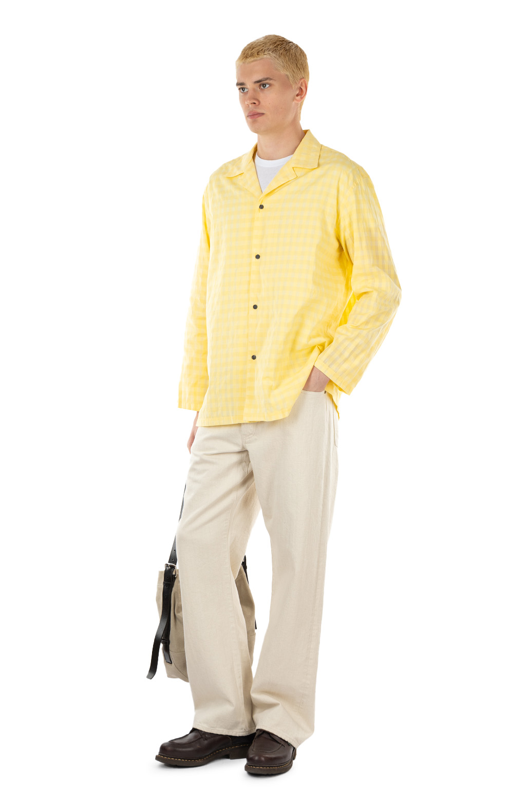BISOWN - Cotton Hidden Check Sleeping Shirt Jacket - Yellow Check