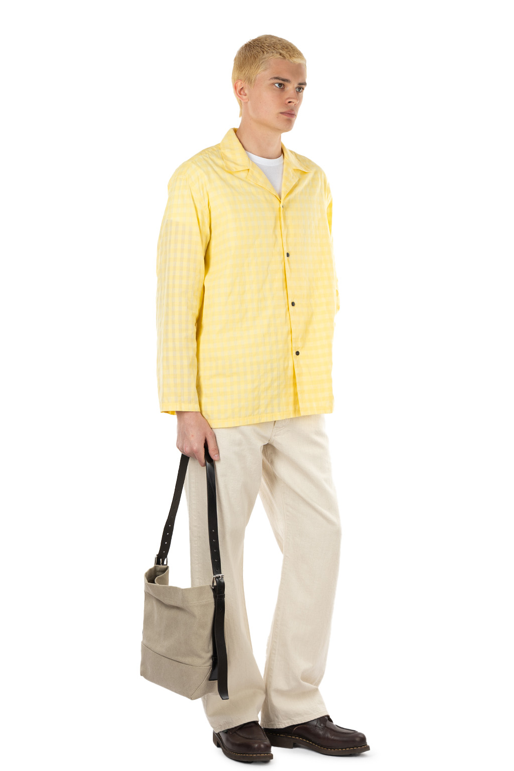 BISOWN - Cotton Hidden Check Sleeping Shirt Jacket - Yellow Check