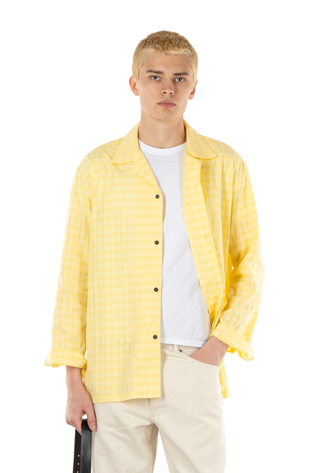 BISOWN - Cotton Hidden Check Sleeping Shirt Jacket - Yellow Check
