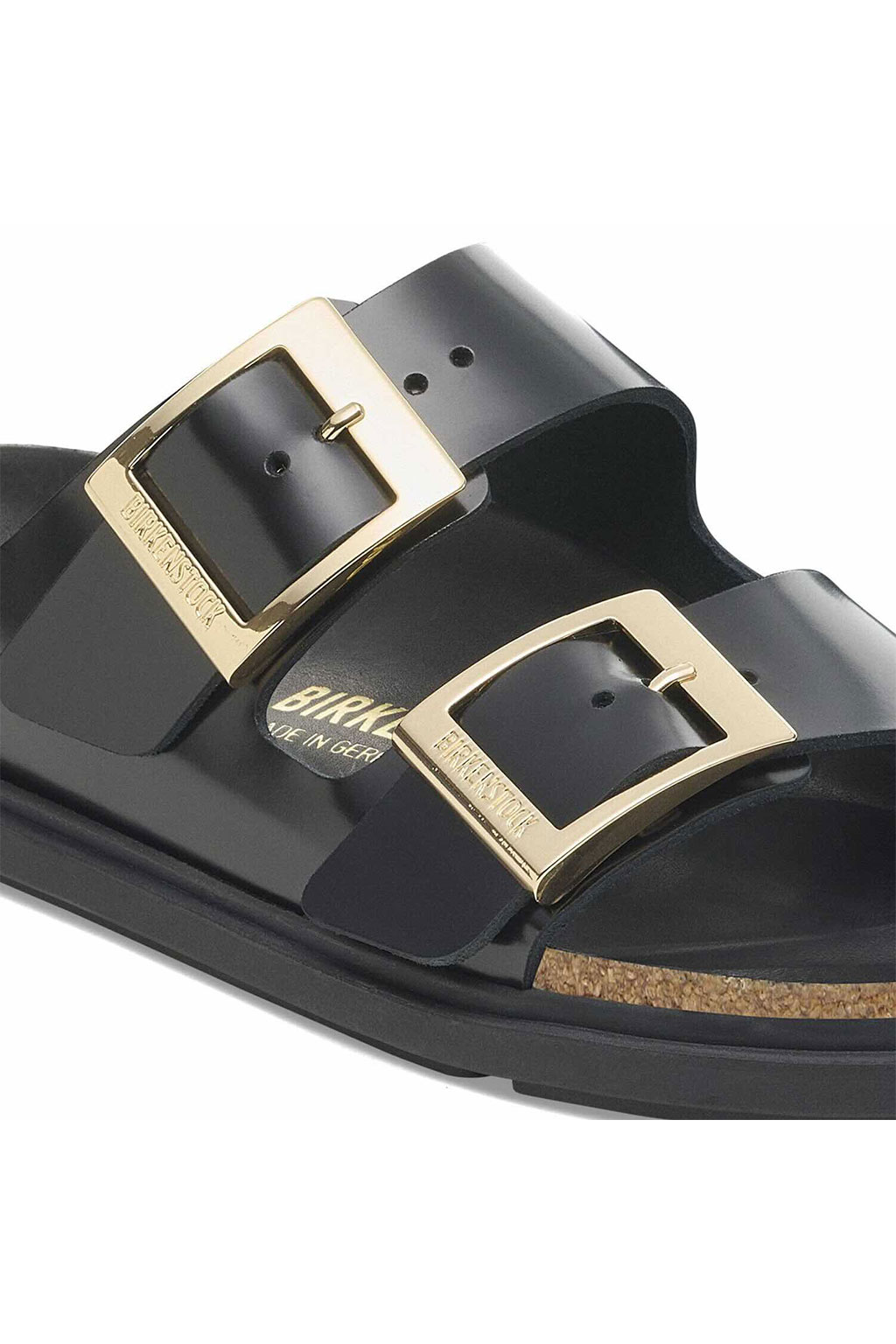 Birkenstock - Arizona Droplet Buckle Natural Leather Patent Narrow - HS Black 