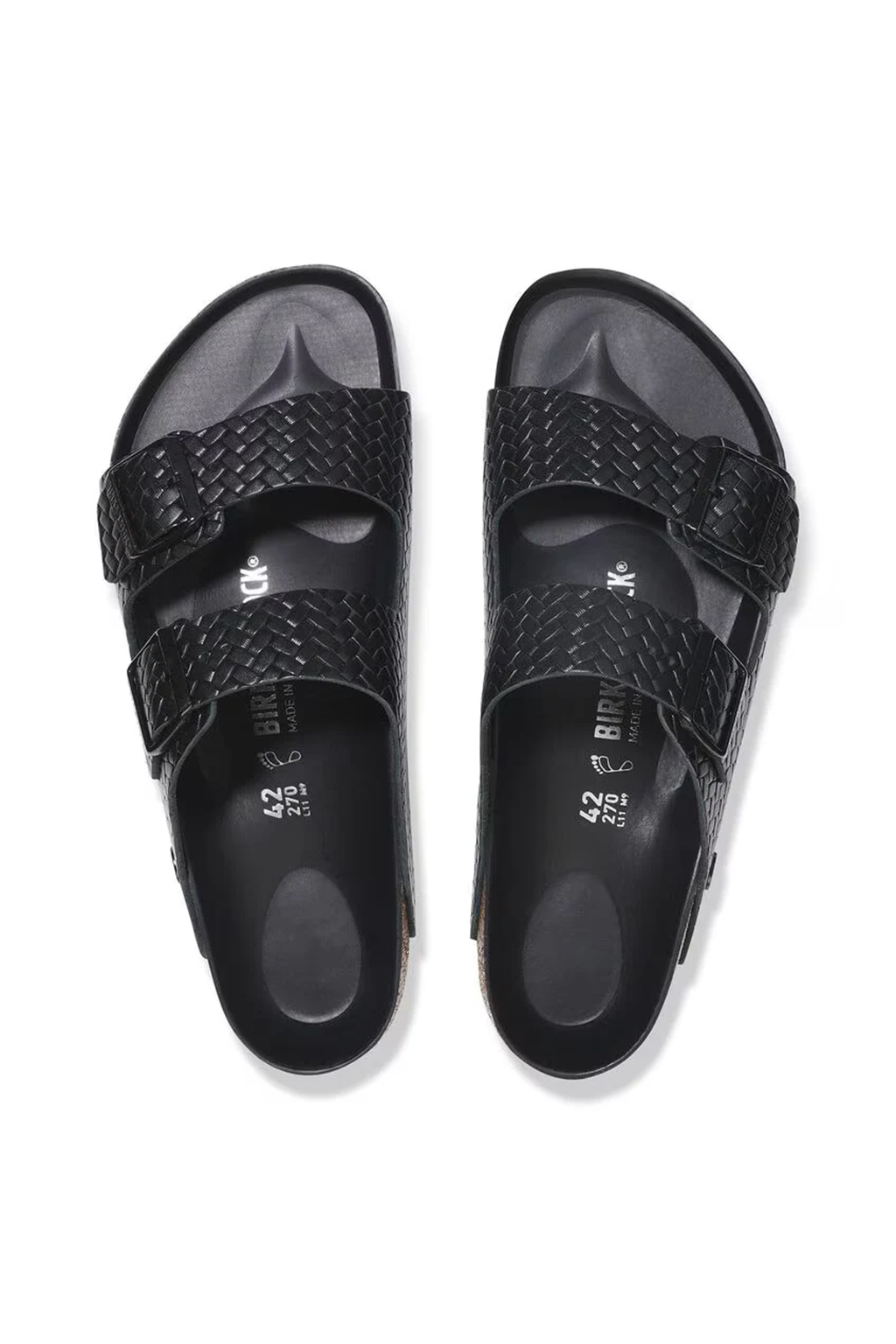 Birkenstock - Arizona Leather Woven Embossed Narrow - Black
