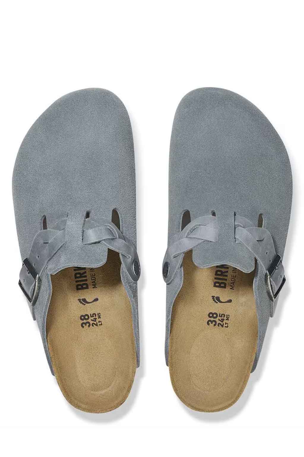 Birkenstock - Boston Braid Suede Oiled Leather - Basalt Grey - Narrow 