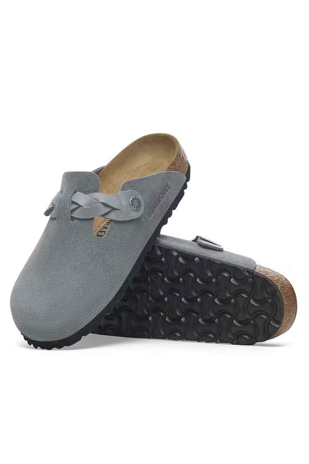 Birkenstock - Boston Braid Suede Oiled Leather - Basalt Grey - Narrow 