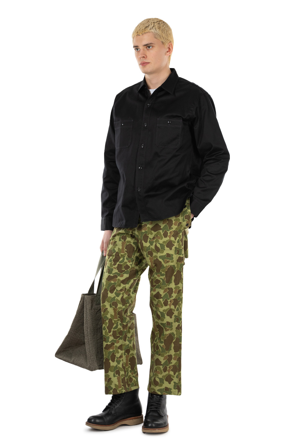 Buzz Rickson's - Herringbone LS Work Shirt - Black