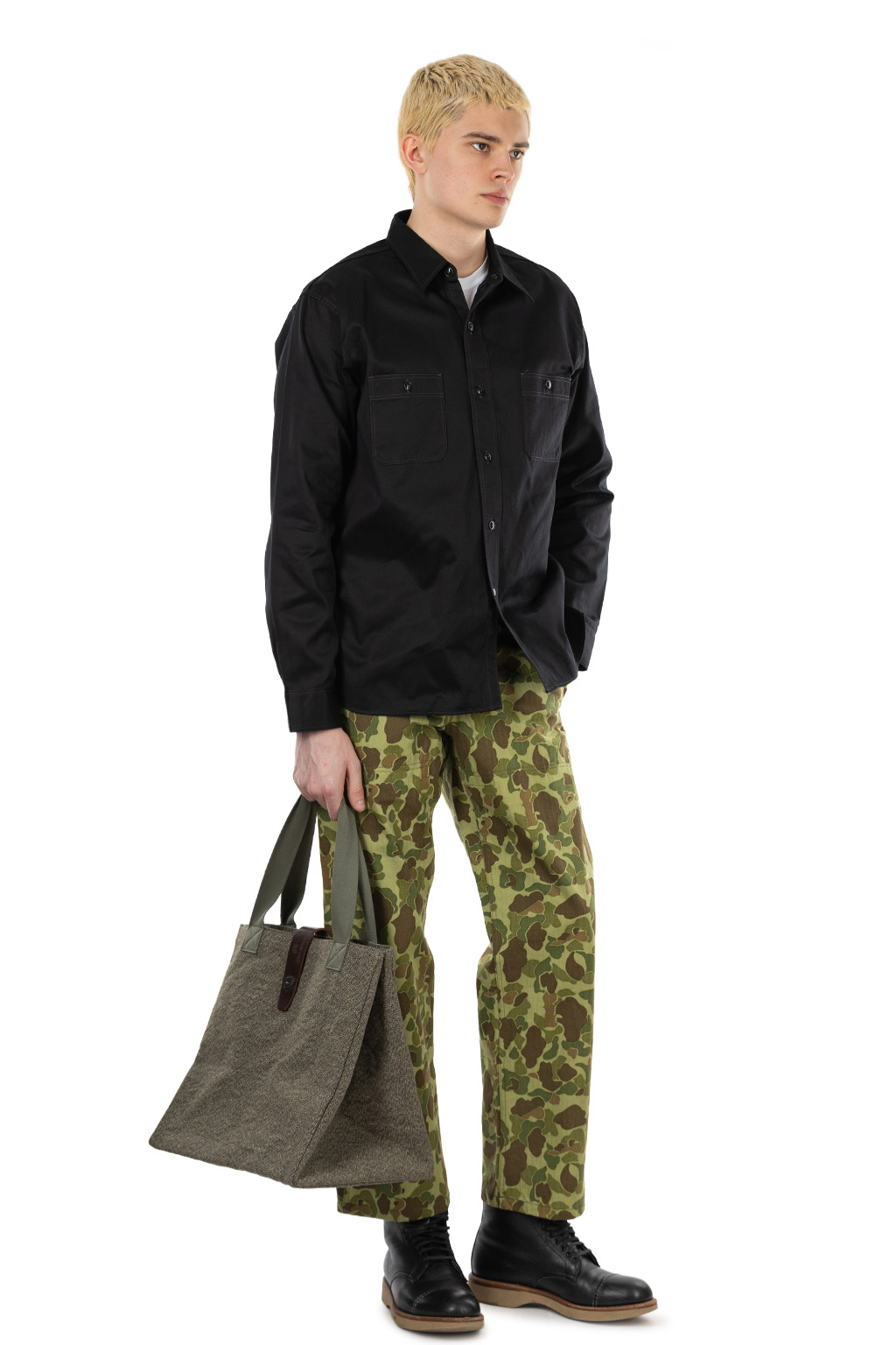 Buzz Rickson's - Herringbone LS Work Shirt - Black