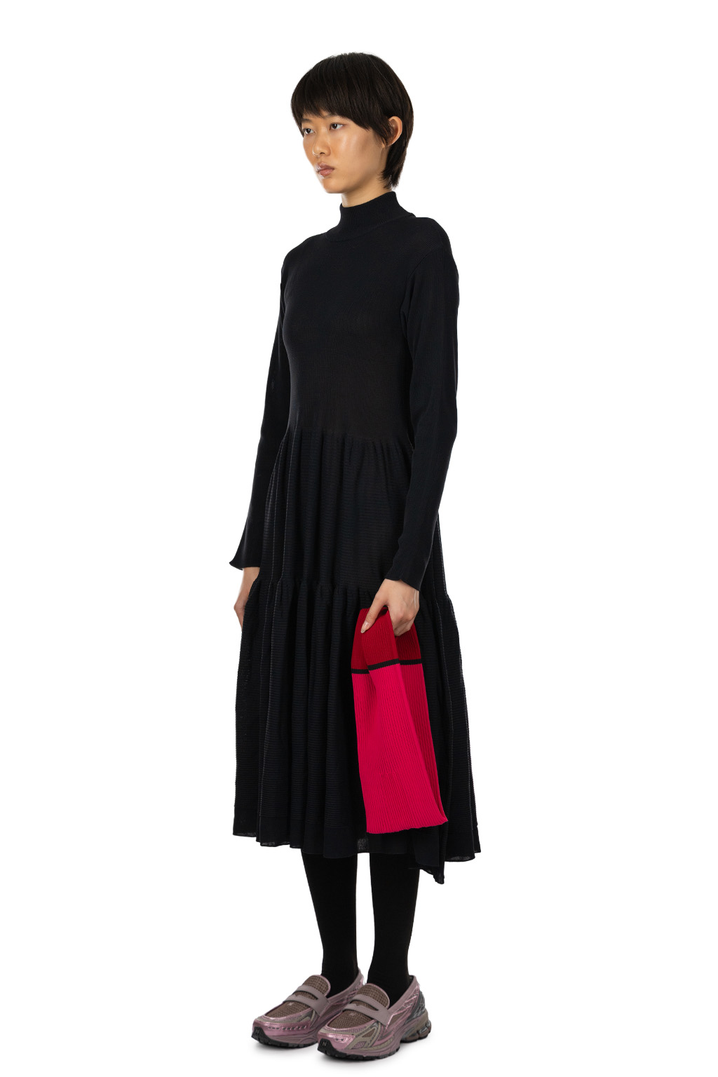 CFCL - Cascades Mockneck Long Sleeve Dress - Black