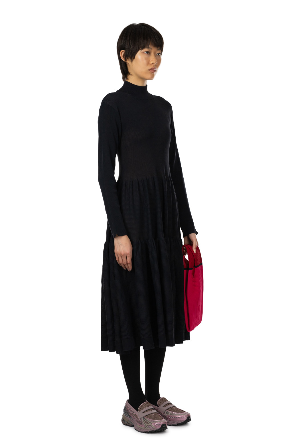 CFCL - Cascades Mockneck Long Sleeve Dress - Black
