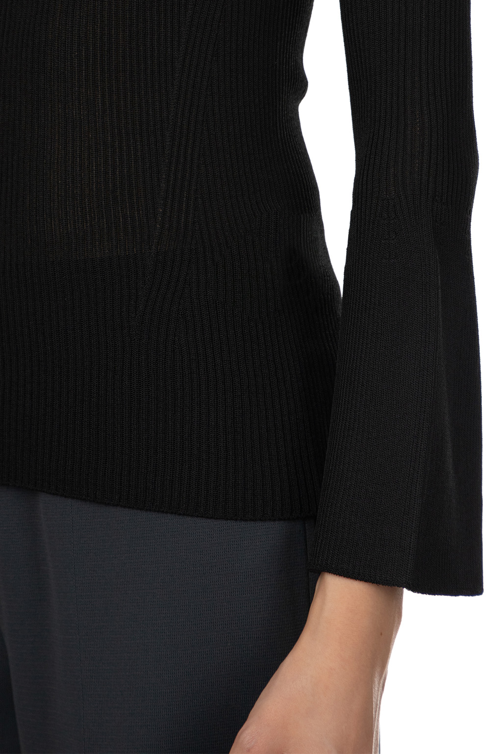 CFCL - Soft Portrait Long Bell Sleeve Top - Black
