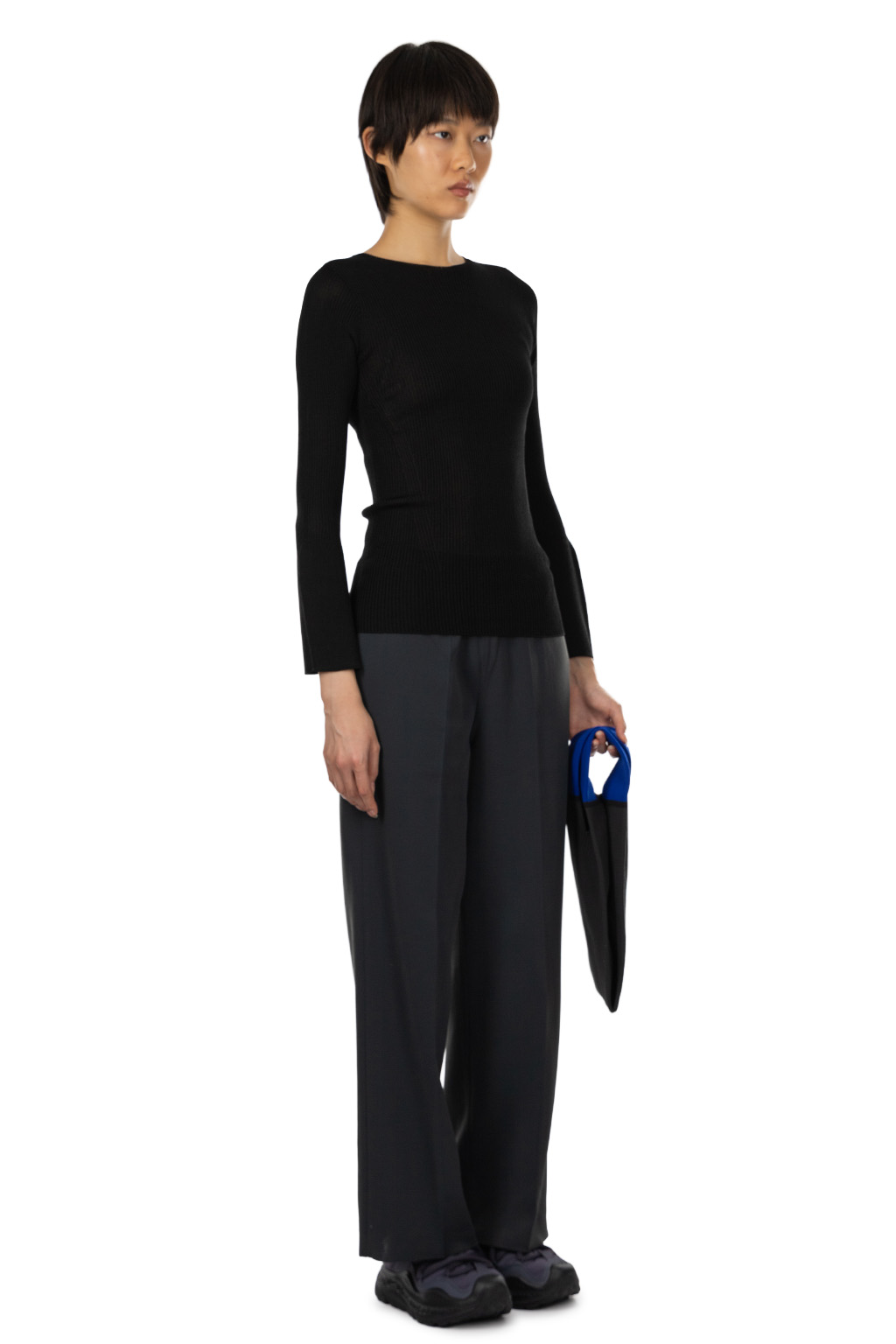 CFCL - Soft Portrait Long Bell Sleeve Top - Black