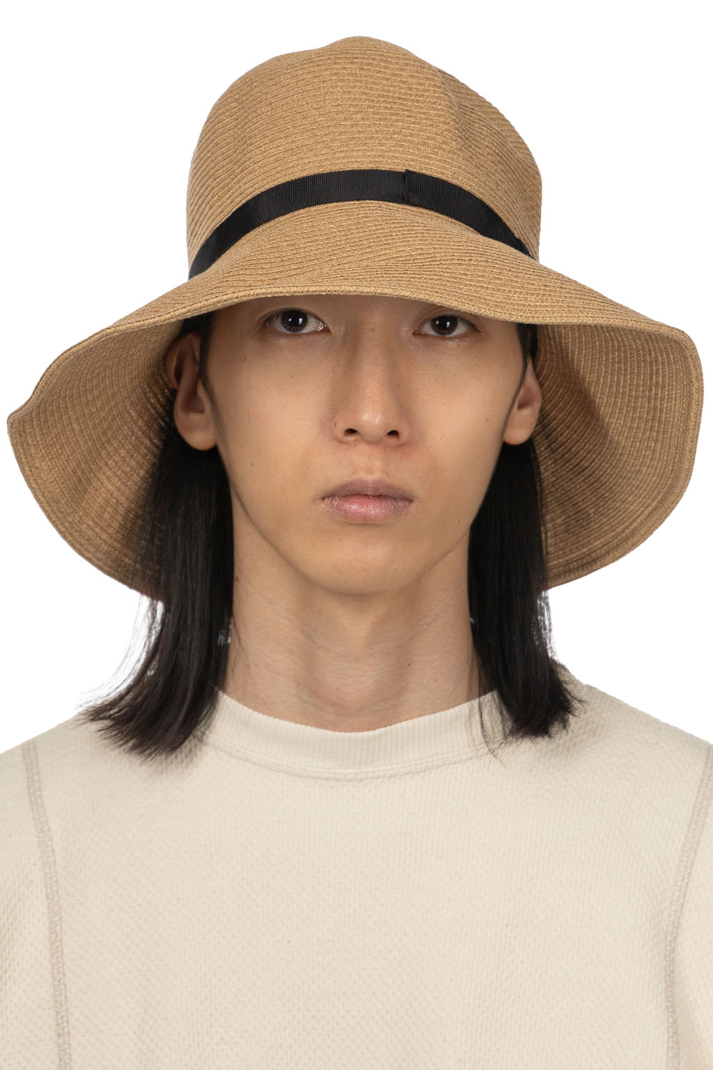 Cableami - Cotton Braid Open Crown Capeline - Beige Black