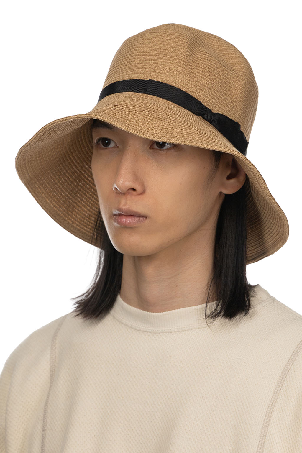 Cableami - Cotton Braid Open Crown Capeline - Beige Black