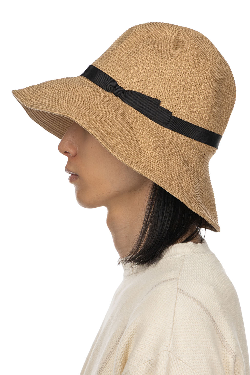 Cableami - Cotton Braid Open Crown Capeline - Beige Black