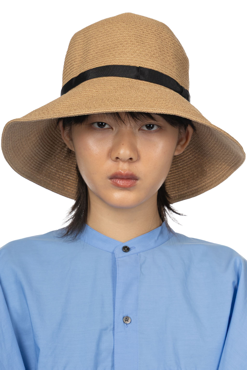 Cableami - Cotton Braid Open Crown Capeline - Beige Black