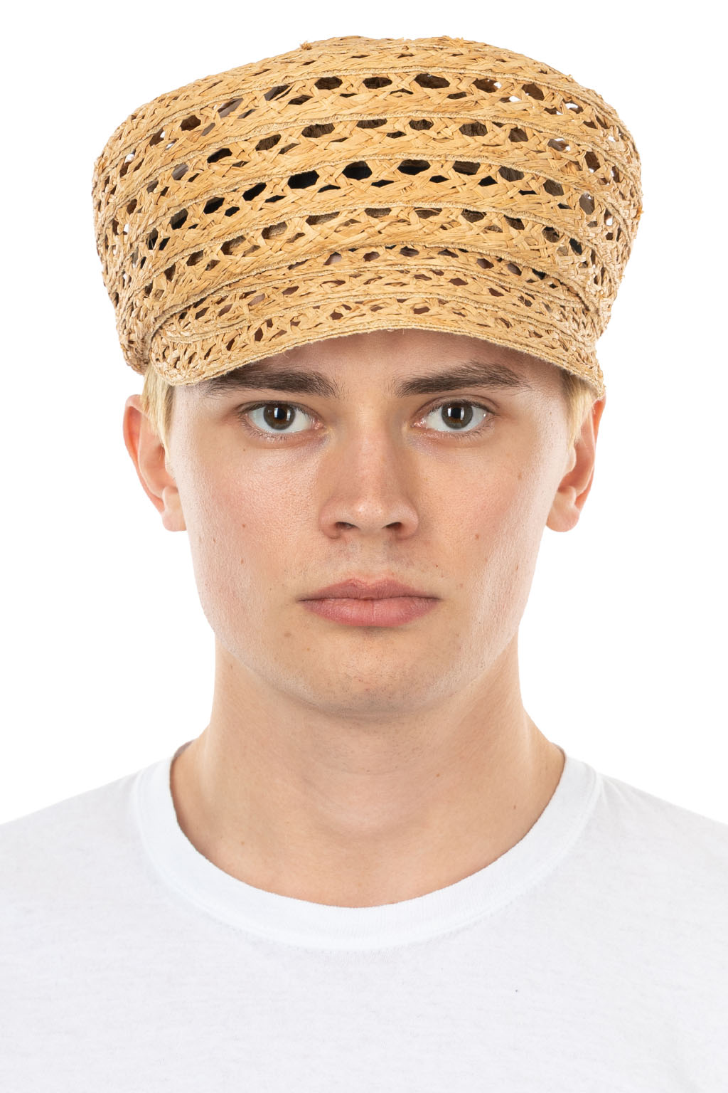 Cableami - Raffia Open Weave Braid Casquette - Natural