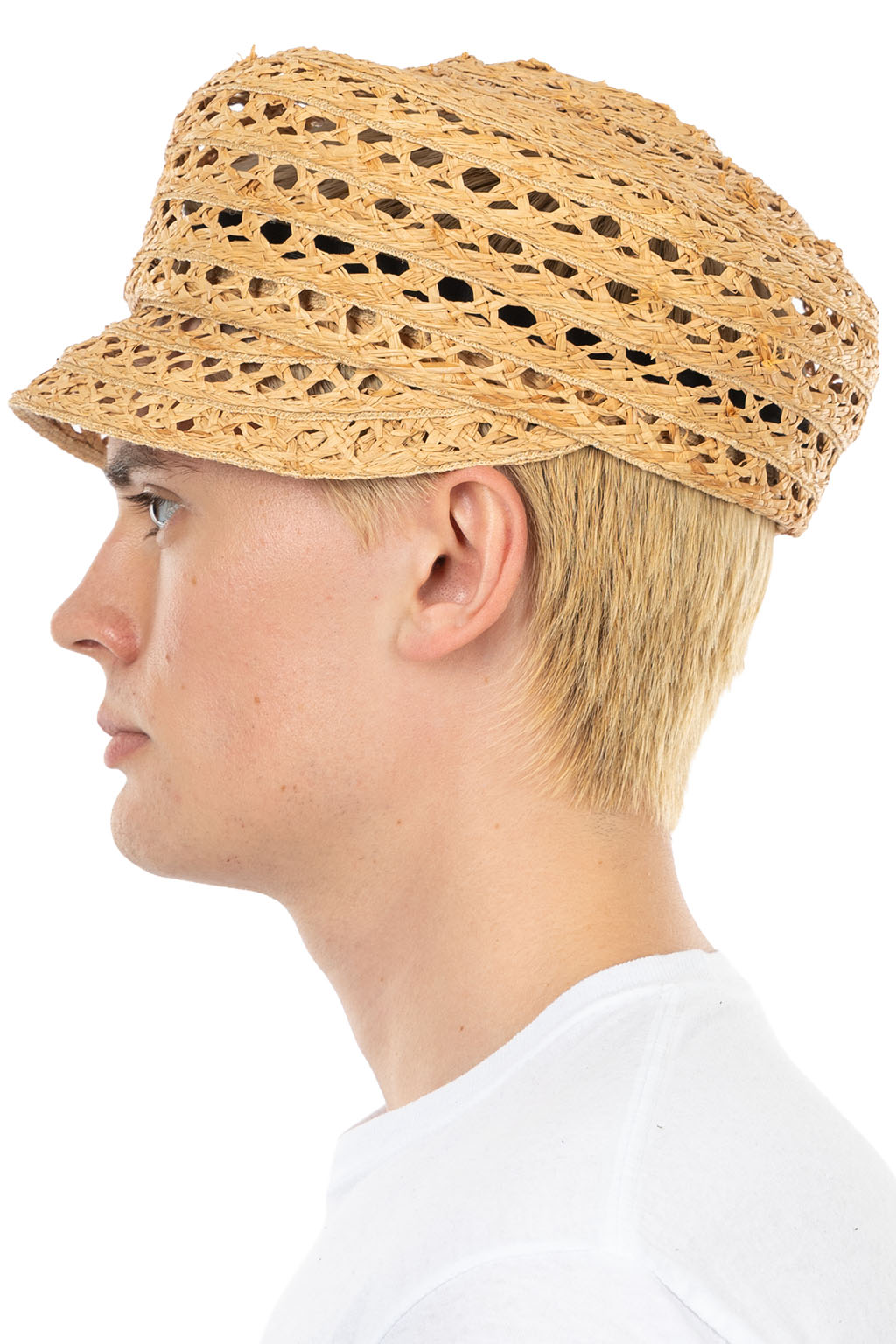 Cableami - Raffia Open Weave Braid Casquette - Natural