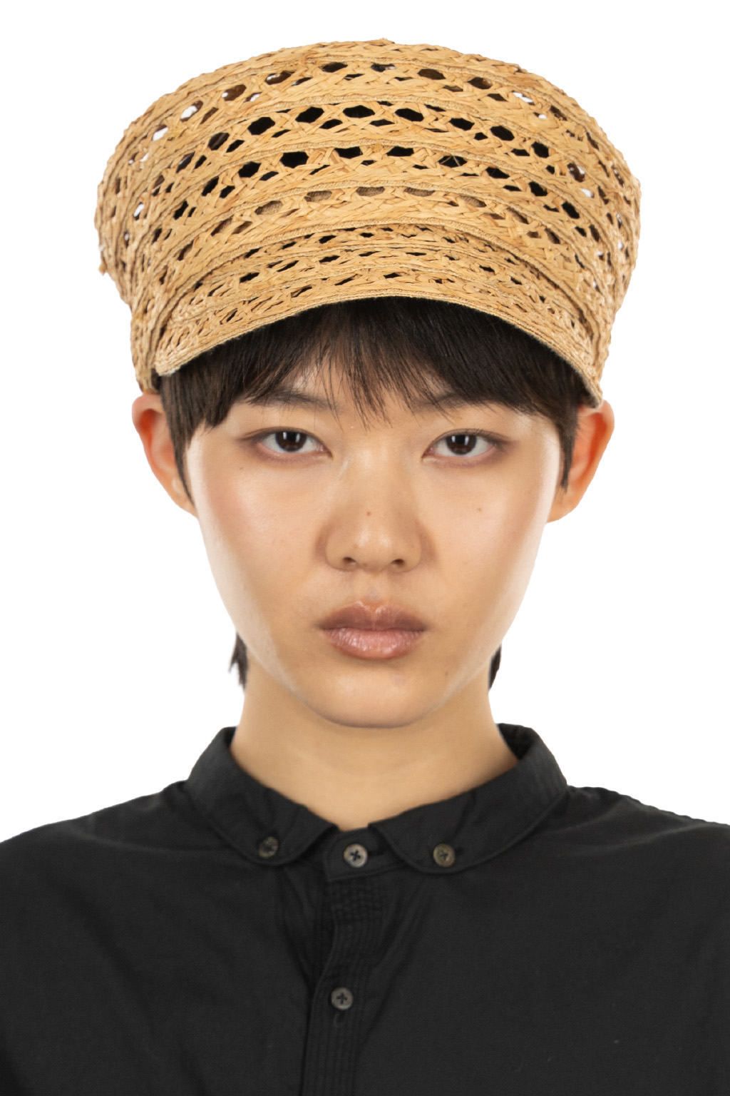 Cableami - Raffia Open Weave Braid Casquette - Natural