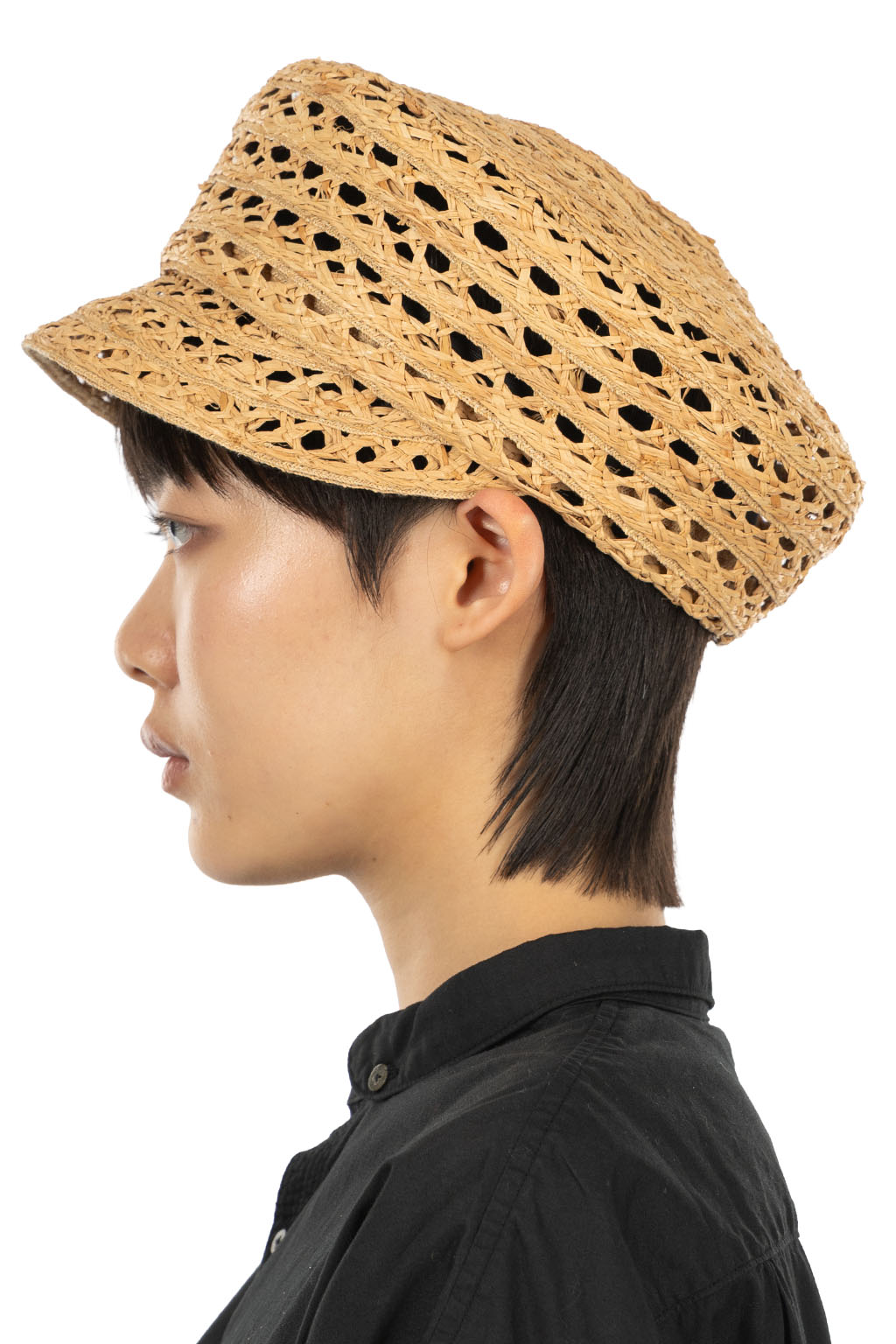 Cableami - Raffia Open Weave Braid Casquette - Natural