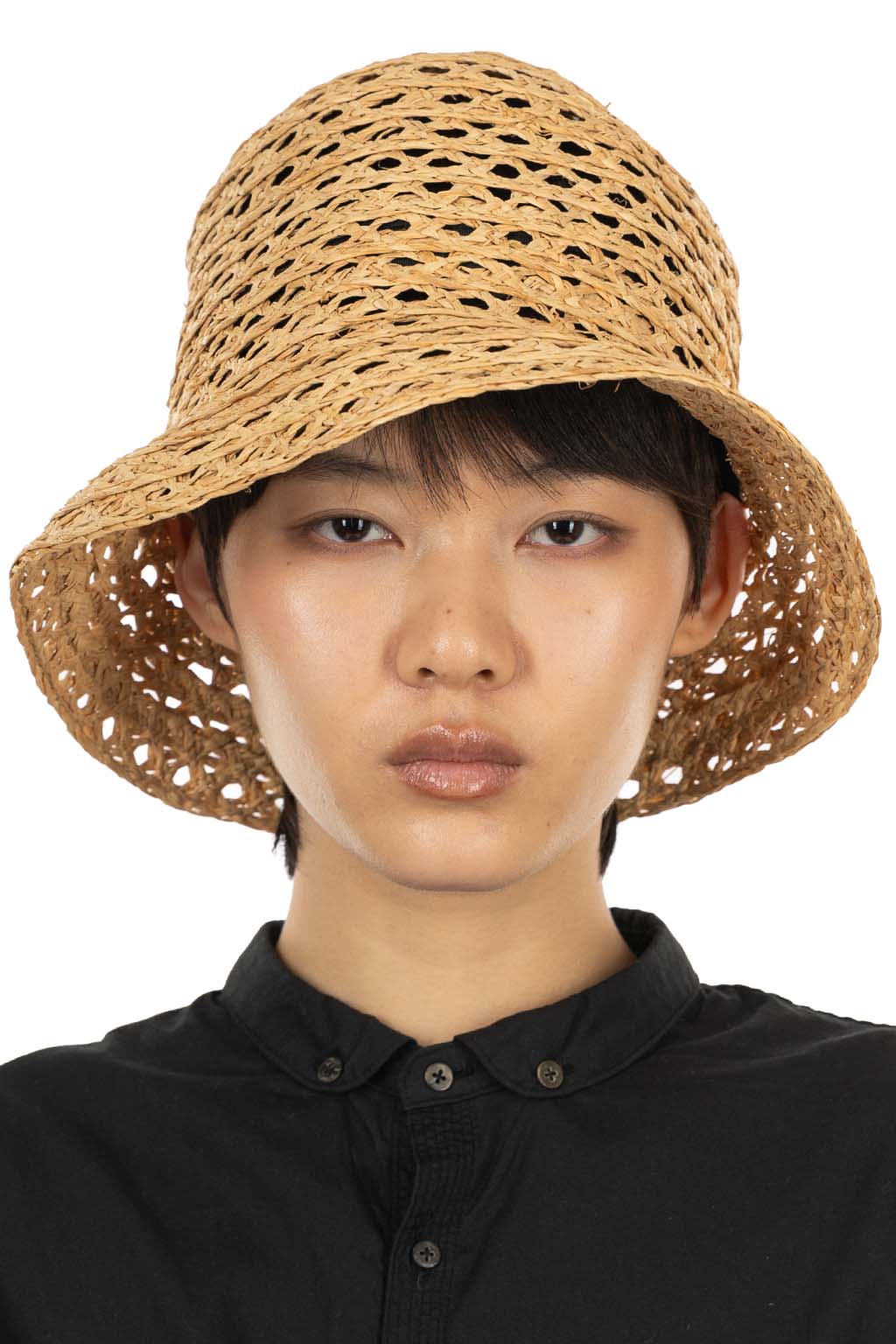 Cableami - Raffia Open Weave Braid Cloche - Natural