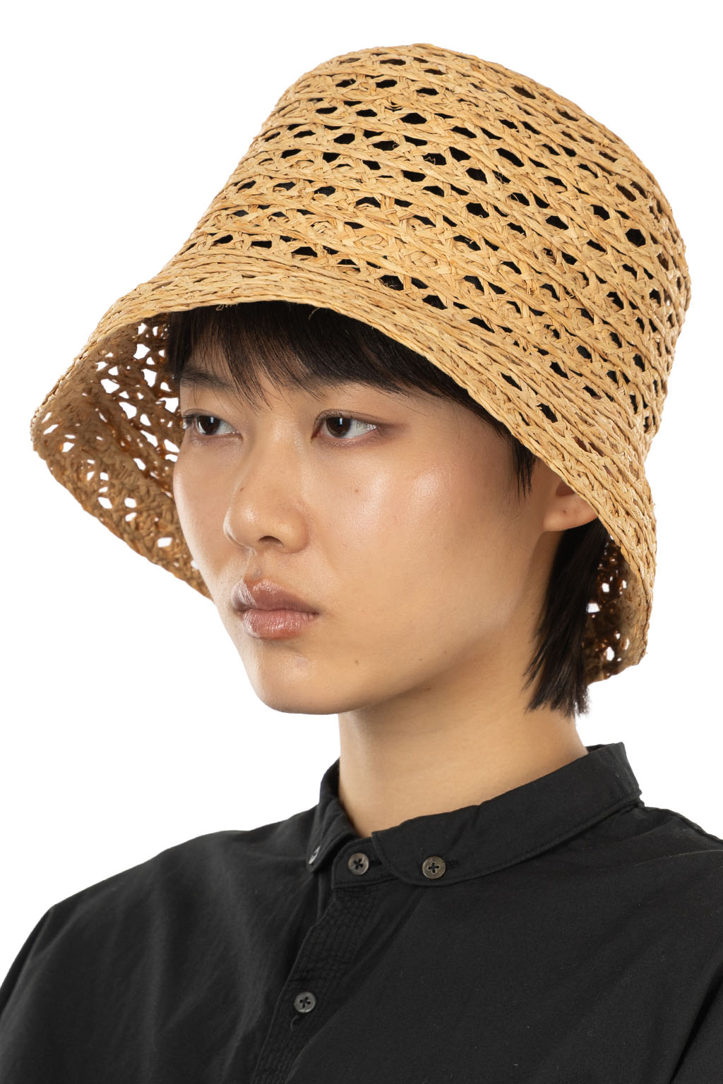 Cableami - Raffia Open Weave Braid Cloche - Natural
