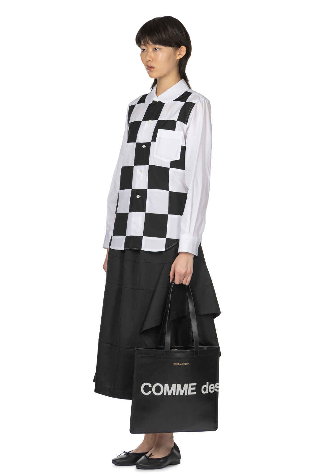 Comme Des Garcons Comme Des Garcons  - Checker Board Blouse - White x Black